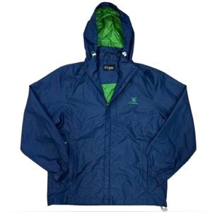 Lynx Mountain Men’s M Blue & Green Windbreaker Vintage Outdoor Hooded Jacket